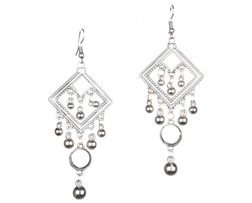 Silver Oxidized Earrings Jhumka Jhumki Bali Imitation Indian Bollywood Ethnic Wedding Jewelry H1